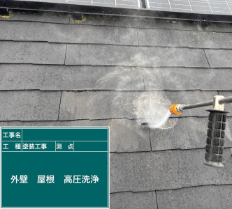 屋根高圧洗浄水洗い
